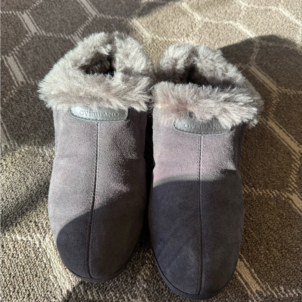 Overland Gray Women's Fur-Lined Slippers | Rubber Sole For Outdoors - Picture 5 of 8